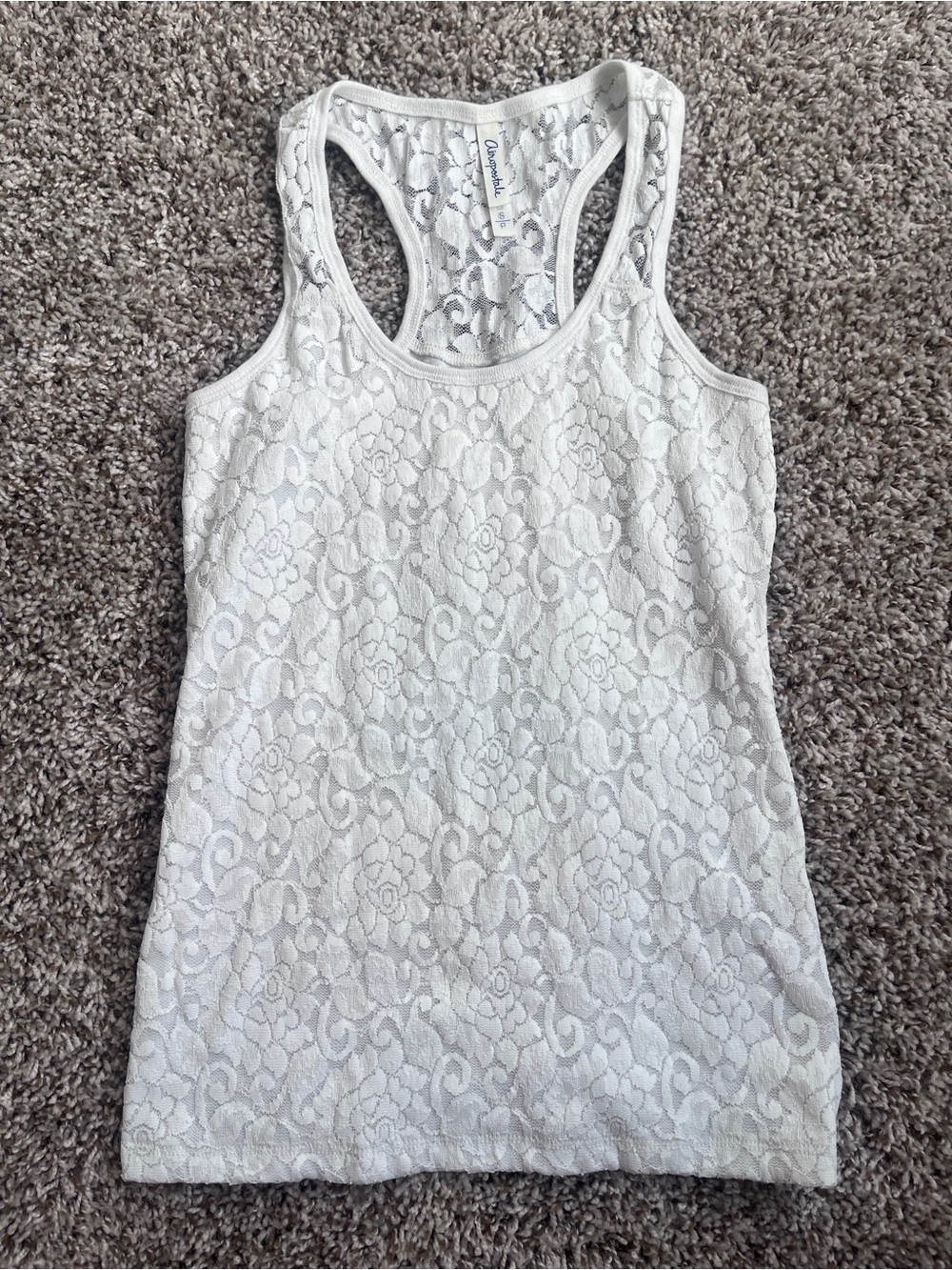 2000s Aeropostale White Lace Racerback Tank Top